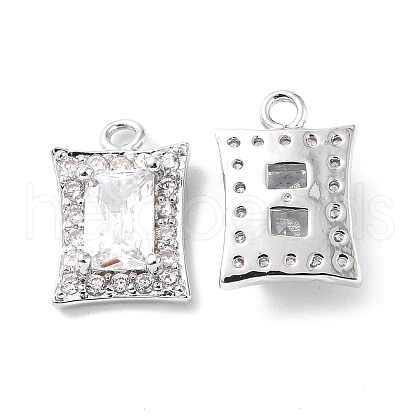 Brass Micro Pave Clear Cubic Zirconia Charms KK-E068-VF223-1