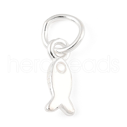 925 Sterling Silver Fish Charms with Jump Rings and 925 Stamp STER-R013-03S-1