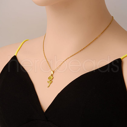Stainless Steel Flower Pendant Necklaces for Women MR4365-2-1