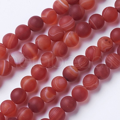 Natural Grade A Striped Agate/Banded Agate Beads Strands G-E478-02-6mm-1