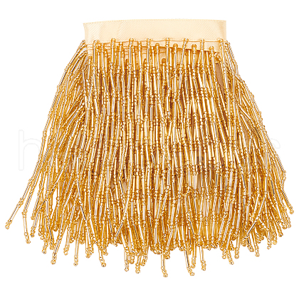 WADORN 1 Yard Polyester Lace Trims with Glass Beaded Tassel DIY-WR0003-84A-1