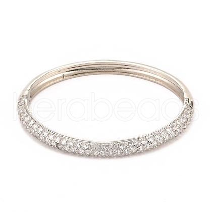 Brass Micro Pave Cubic Zirconia Bangles BJEW-F416-01P-1