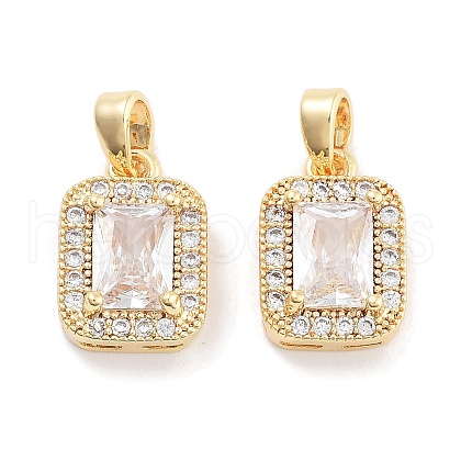 Brass with Clear Cubic Zirconia Charms KK-P271-25G-1