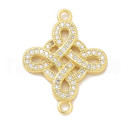 Brass Clear Cubic Zirconia Knot Connector Charms KK-K293-36G-1