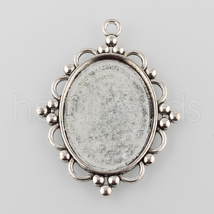 Tibetan Style Pendant Cabochon Settings TIBEP-K020-28AS-1