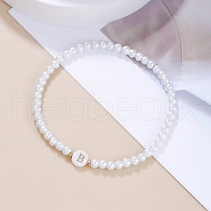 Plastic Pearl Round Beaded Stretch Bracelets for Women WGC81DB-02-1