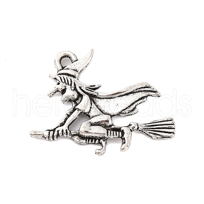 Tibetan Style Halloween Witch Alloy Pendants X-TIBEP-Q050-06AS-RS-1