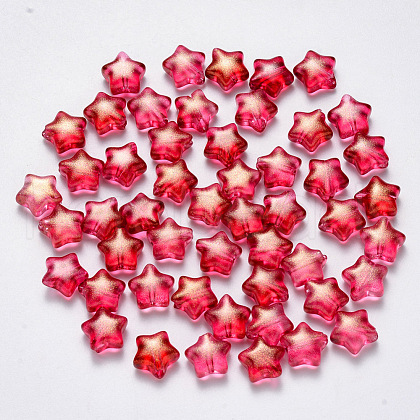 Spray Painted Glass Beads GLAA-R211-04-D04-1