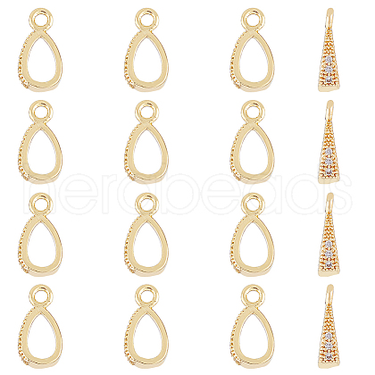 HOBBIESAY Brass Pave Clear Cubic Zirconia Pendants KK-HY0002-79-1