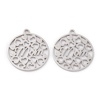 Mother's Day Non-Tarnish 201 Stainless Steel Pendants STAS-D451-26P-1