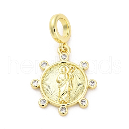 Brass Micro Pave Cubic Zirconia European Dangle Charms KK-D325-25G-02-1
