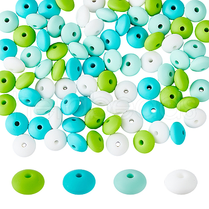 DICOSMETIC 2Bags 80Pcs Rondelle Food Grade Eco-Friendly Silicone Focal Beads SIL-DC0001-69B-1