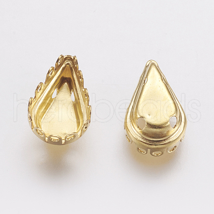 Thin Teardrop Brass Sew on Prong Settings KK-E727-02G-8x13mm-1