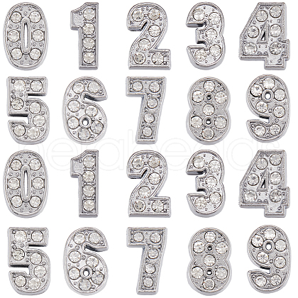 SUNNYCLUE 50POcs 10 Styles Alloy Rhinestone Slide Charms FIND-SC0009-79-1