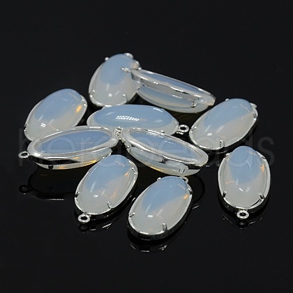 Silver Color Plated Brass Glass Pendants GLAA-J047-07S-1