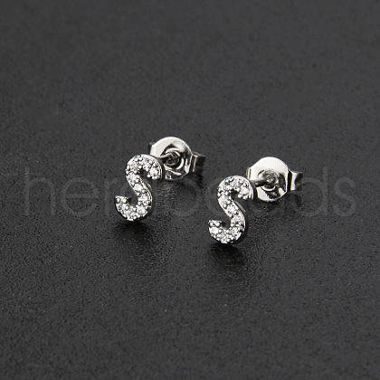 Brass Micro Pave Clear Cubic Zirconia Stud Earrings FS-WGC2F12-19-1