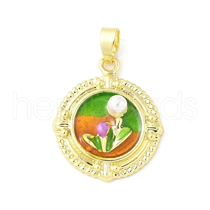 Brass Enamel Pendants KK-Z101-09G-F02-1
