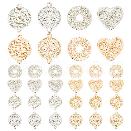 HOBBIESAY 80Pcs 8 Styles Long-Lasting Plated Brass Connector Charms KK-HY0003-74-1