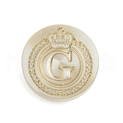 Golden Tone Crown Initial Wax Seal Brass Stamp Heads AJEW-A065-01G-1