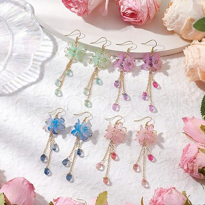 Flower Dangle Earrings EJEW-TA00636-1