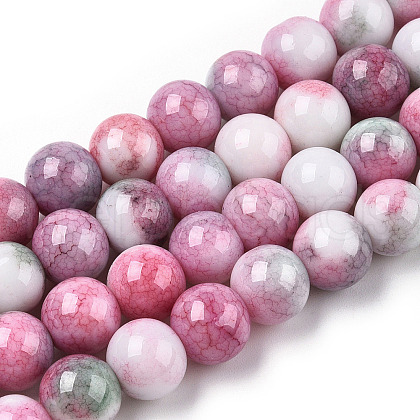 Opaque Crackle Glass Round Beads Strands GLAA-T031-10mm-01J-1