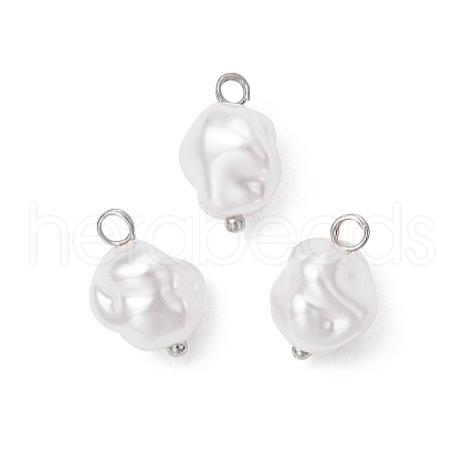Eco-Friendly Plastic Imitation Pearl Charms PALLOY-JF03968-02-1