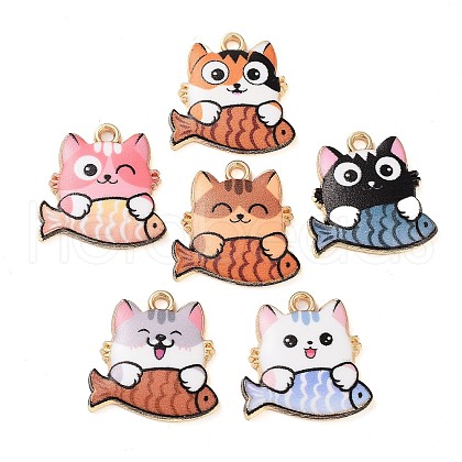 Rack Plating Alloy Enamel Pendants FIND-Q099-11G-1