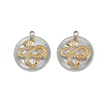 304 Stainless Steel Rhinestone Pendants STAS-L290-59GP-1
