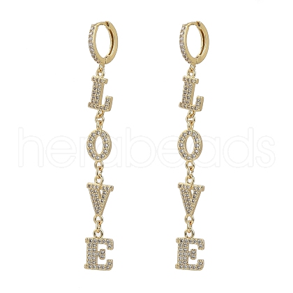 Brass Micro Pave Clear Cubic Zirconia Huggie Hoop Earrings EJEW-JE04259-1