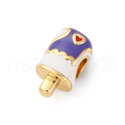 Brass Enamel European Beads KK-Q098-26G-A-1