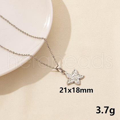 304 Stainless Steel Starfish Pendant Necklaces JQ3185-7-1