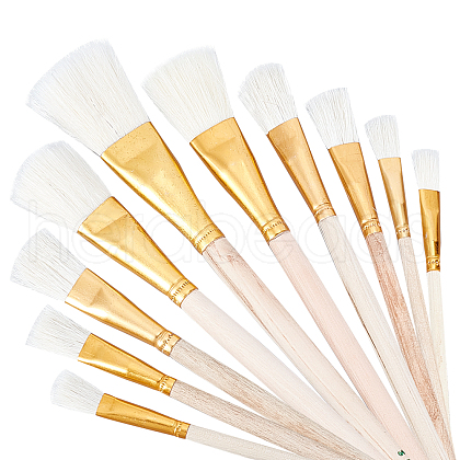 Gorgecraft 9pcs 9 style Wooden Paint Brush AJEW-GF0003-51-1