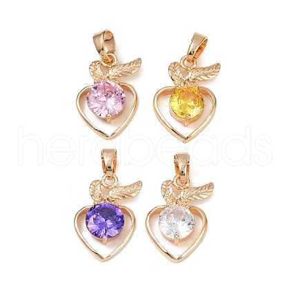 Brass Micro Pave Cubic Zirconia Pendants KK-E795-27KCG-01-1