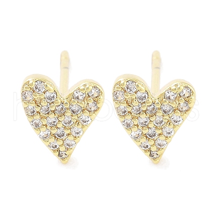 Brass Micro Pave Clear Cubic Zirconia Studs Earring for Women EJEW-S217-A03-1