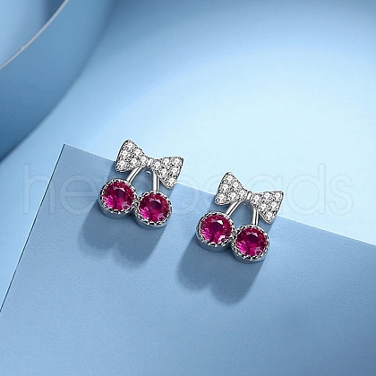 925 Sterling Silver Micro Pave Cubic Zirconia Stud Earrings EJEW-B144-02S-1