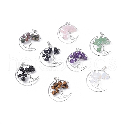 Natural & Synthetic Mixed Gemstone Big Pendants G-L521-E-1