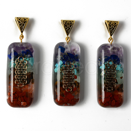 Rectangle Epoxy Resin Big Pendants G-R478-19B-1