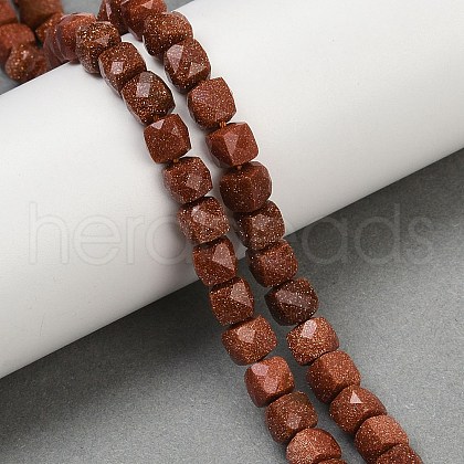 Synthetic Goldstone Beads Strands G-H078-C36-6mm-1