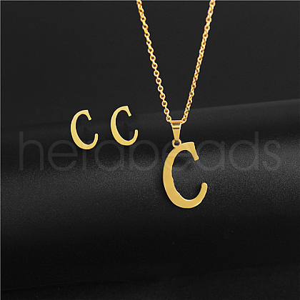 Golden Stainless Steel Initial Letter Jewelry Set IT6493-16-1