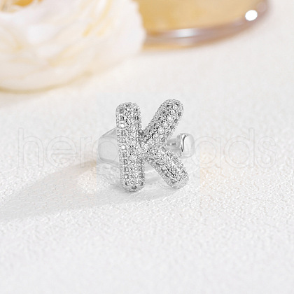 Brass Micro Pave Clear Cubic Zirconia Cuff Rings FS-WG4832E-22-1