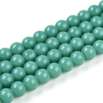 Baking Painted Opaque Glass Beads Strands GLAA-T032-P6mm-12A-1-1