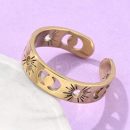 304 Stainless Steel Open Cuff Rings X-RJEW-K245-55G-1