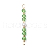 7Pcs 7 Styles Baking Paint Rondelle Glass & Shell Pearl Beaded Connector Charms PALLOY-JF03701-3