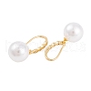 Rack Plating Brass Cubic Zirconia ABS Pearl Earring Hooks EJEW-S219-16G-04-2