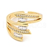 Clear Cubic Zirconia Open Cuff Ring RJEW-L121-021G-2