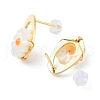Flower Natural Shell Ear Studs with Brass and 925 Sterling Silver Pins for Summer Jewelry EJEW-P256-71G-2