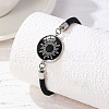 Alloy Glass Flat Round Link Bracelets WG69686-05-1