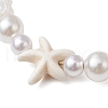 Adjustable Natural Cowrie Shell & ABS Plastic Imtation Pearl Beaded Braided Bead Bracelets for Women BJEW-JB11870-3