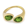 Ion Plating(IP) 304 Stainless Steel Rhinestone Teardrop Cuff Open for Women RJEW-N046-04E-G-2