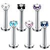 Square 304 Stainless Steel Cubic Zirconia 15 Gauge Internally Threaded Labrets for Women Men FS-WG03966-04-1